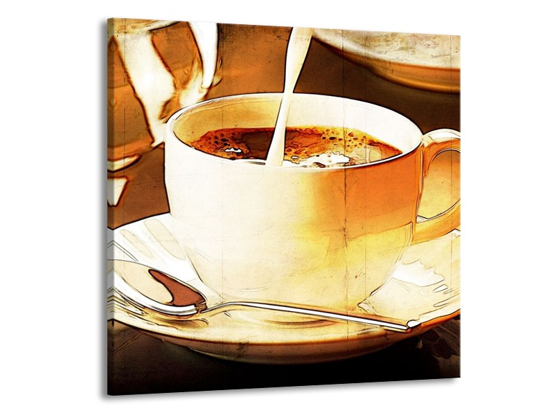 Glas schilderij Koffie | Bruin, Geel | 50x50cm 1Luik
