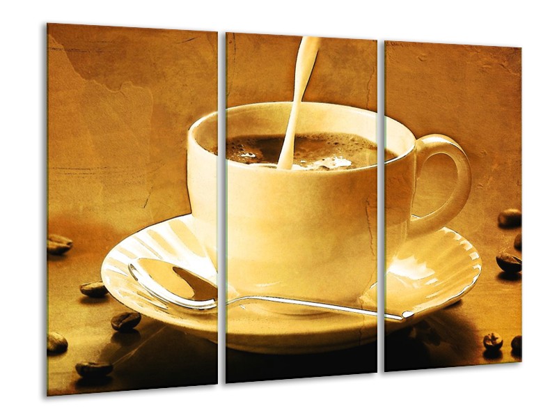 Canvas schilderij Koffie | Bruin, Geel | 120x80cm 3Luik
