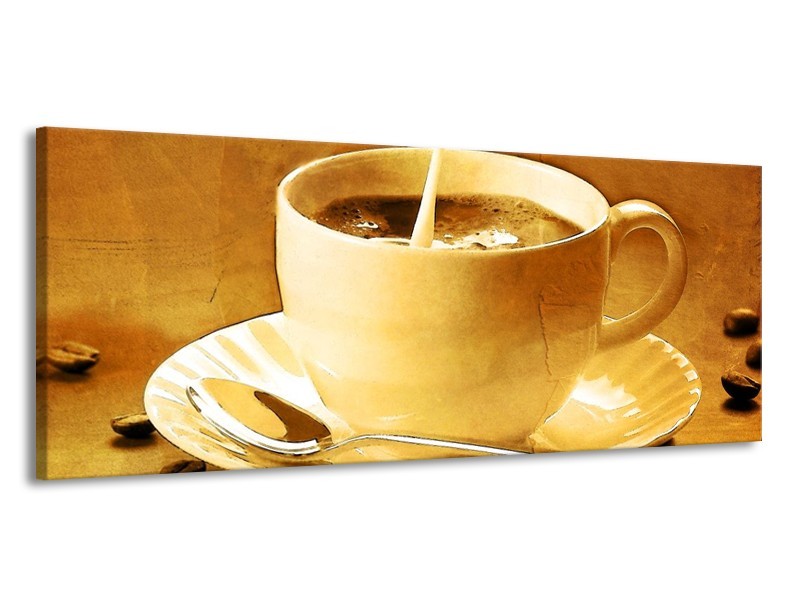 Glas schilderij Koffie | Bruin, Geel | 145x58cm 1Luik