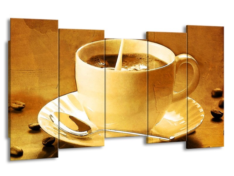 Glas schilderij Koffie | Bruin, Geel | 150x80cm 5Luik