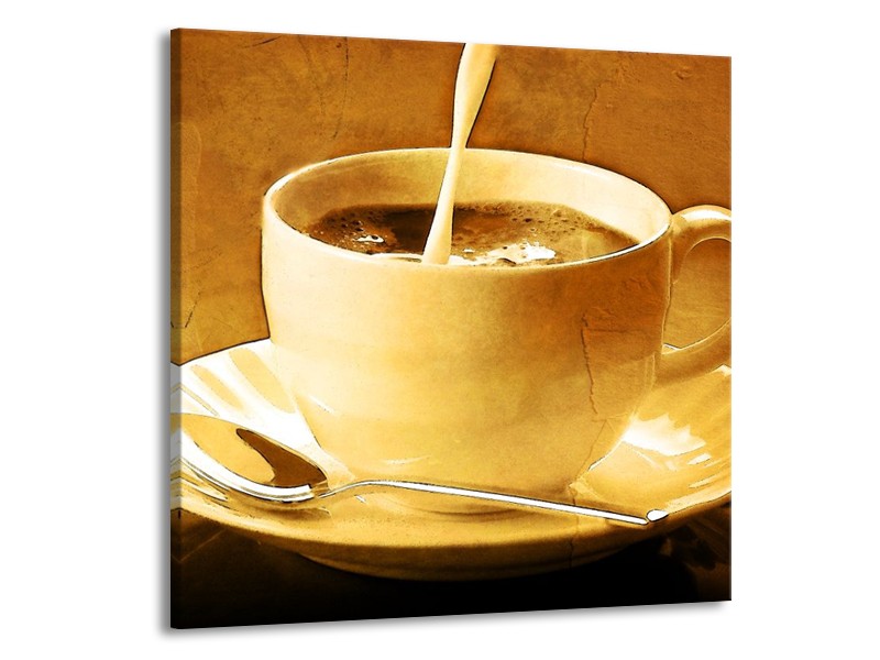 Glas schilderij Koffie | Bruin, Geel | 50x50cm 1Luik