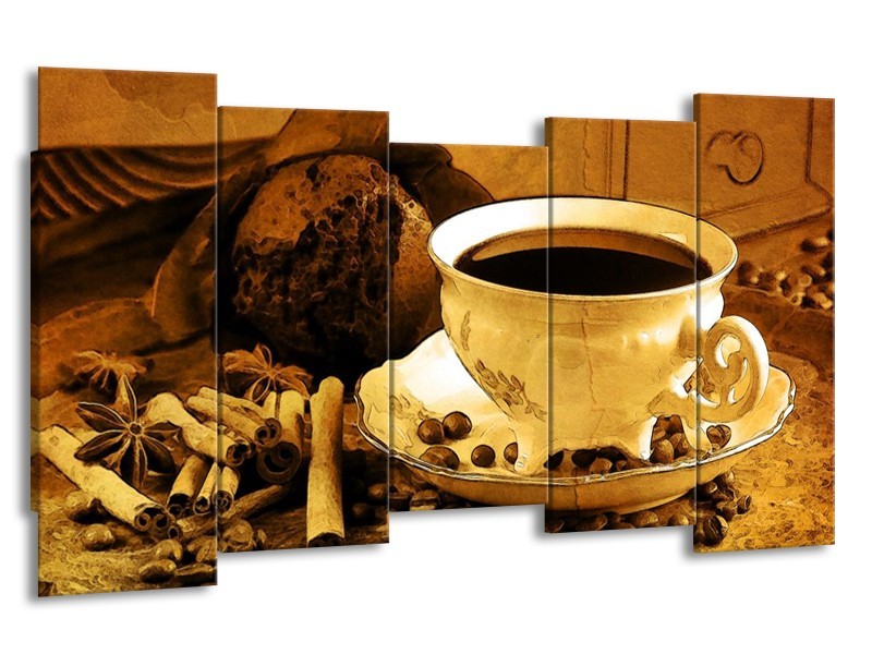 Glas schilderij Koffie | Bruin, Geel | 150x80cm 5Luik