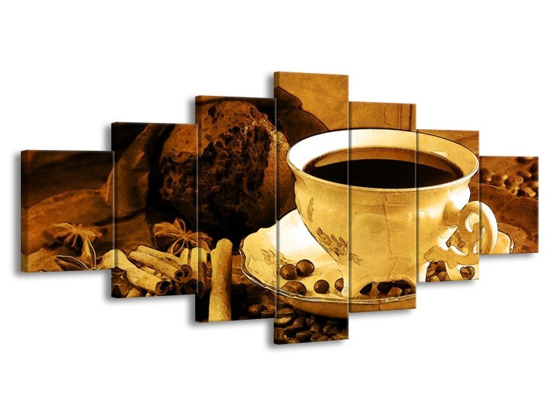 Glas schilderij Koffie | Bruin, Geel | 210x100cm 7Luik