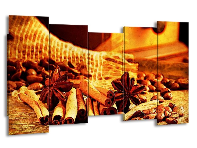 Glas schilderij Koffie | Bruin, Geel | 150x80cm 5Luik