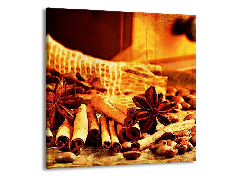 Glas schilderij Koffie | Bruin, Geel | 50x50cm 1Luik