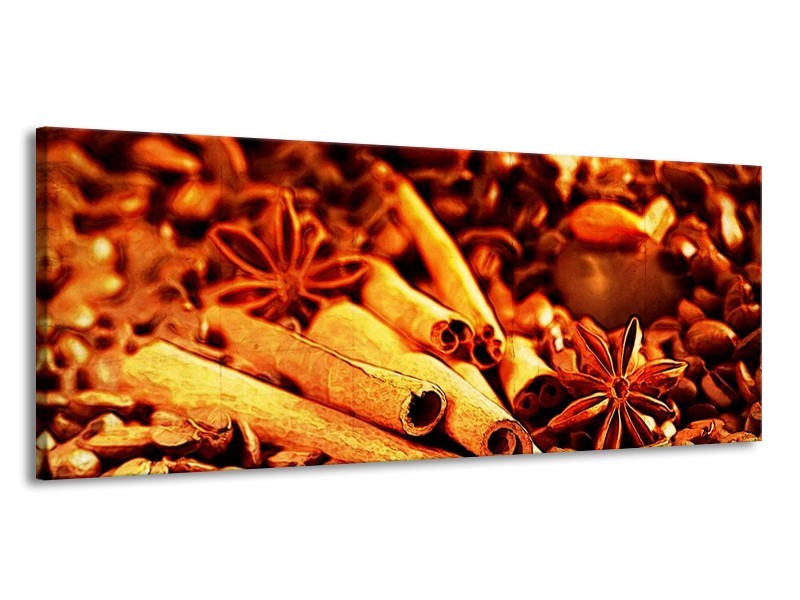 Glas schilderij Koffie | Bruin, Geel | 145x58cm 1Luik