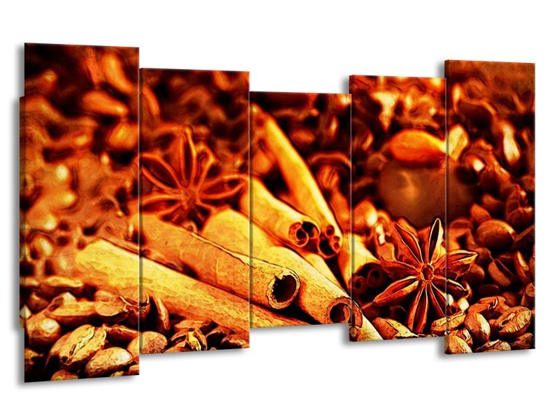 Glas schilderij Koffie | Bruin, Geel | 150x80cm 5Luik