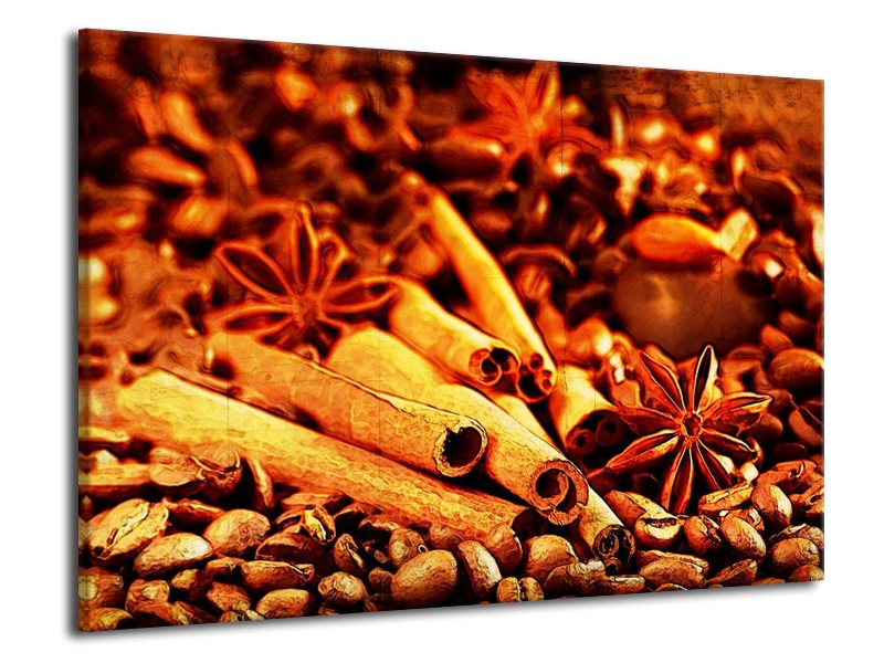 Glas schilderij Koffie | Bruin, Geel | 70x50cm 1Luik