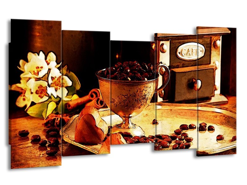 Glas schilderij Koffie | Bruin, Geel | 150x80cm 5Luik