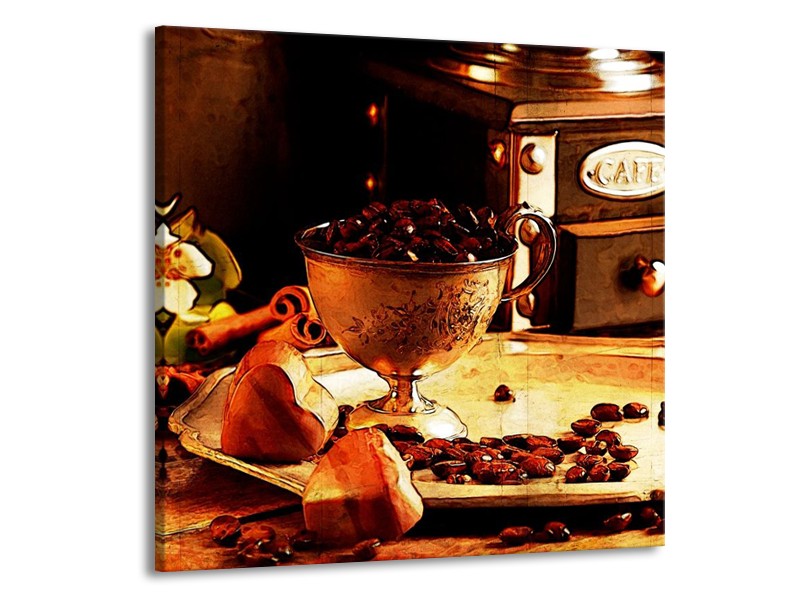 Glas schilderij Koffie | Bruin, Geel | 50x50cm 1Luik