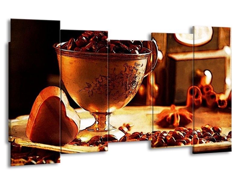 Glas schilderij Koffie | Bruin, Geel | 150x80cm 5Luik
