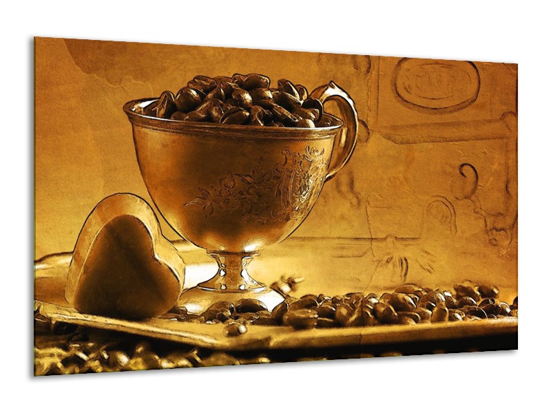 Canvas schilderij Koffie | Bruin, Geel | 120x70cm 1Luik