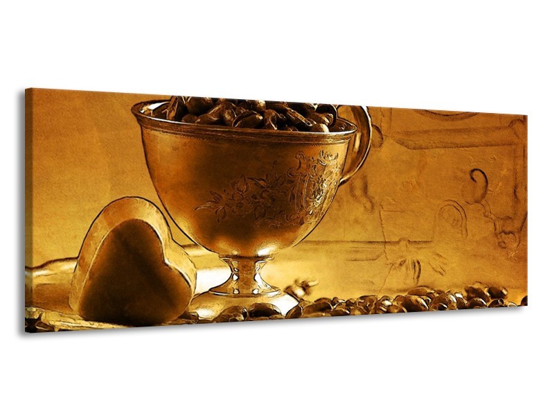 Glas schilderij Koffie | Bruin, Geel | 145x58cm 1Luik