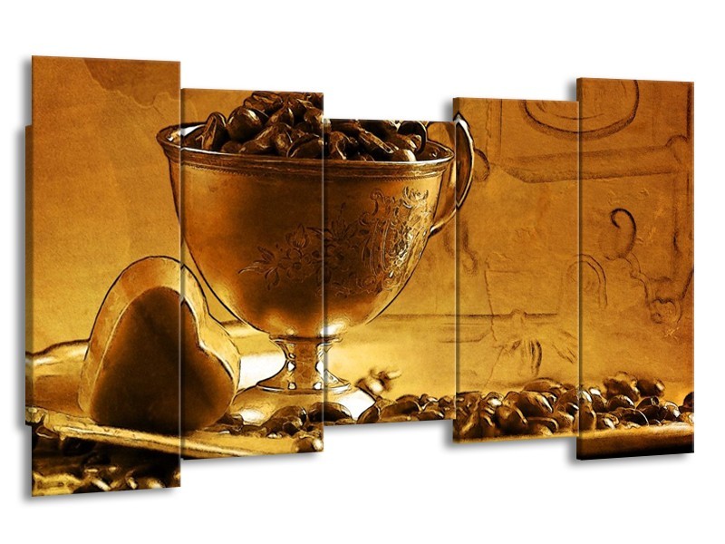 Glas schilderij Koffie | Bruin, Geel | 150x80cm 5Luik