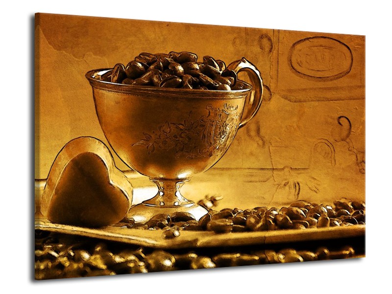 Glas schilderij Koffie | Bruin, Geel | 70x50cm 1Luik