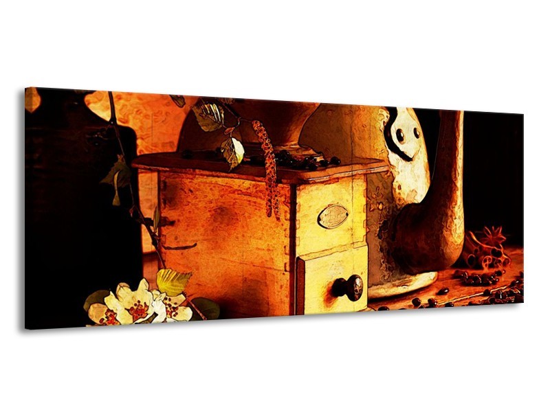 Glas schilderij Koffie | Bruin, Geel | 145x58cm 1Luik