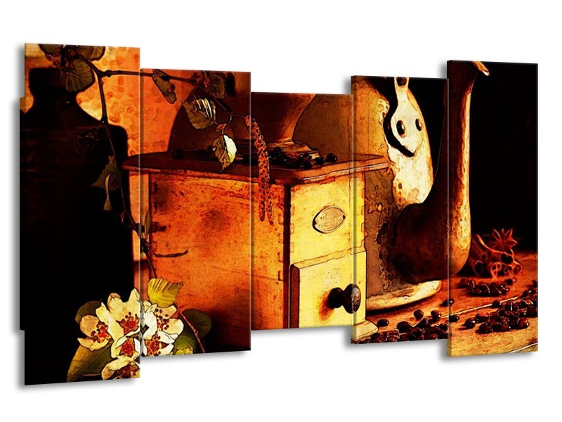 Glas schilderij Koffie | Bruin, Geel | 150x80cm 5Luik