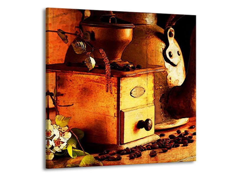 Glas schilderij Koffie | Bruin, Geel | 50x50cm 1Luik