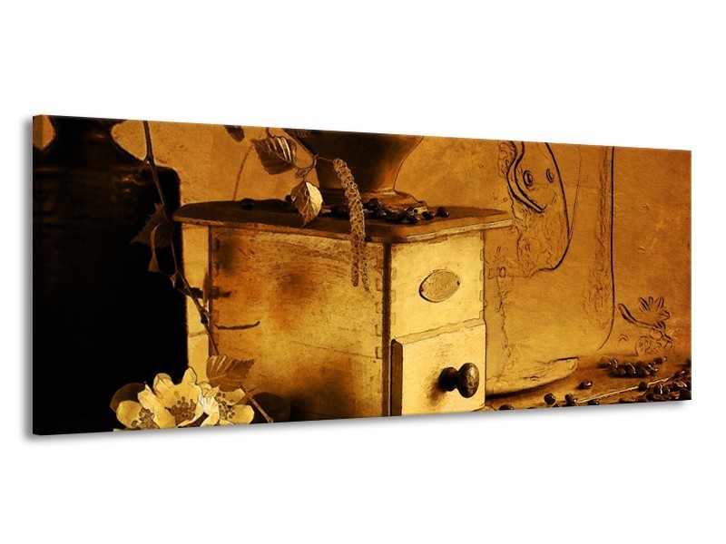 Glas schilderij Koffie | Bruin, Geel | 145x58cm 1Luik