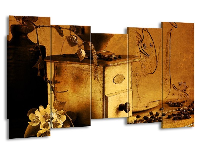 Glas schilderij Koffie | Bruin, Geel | 150x80cm 5Luik