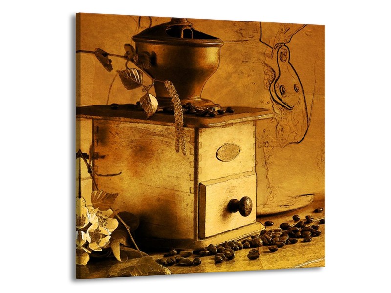 Glas schilderij Koffie | Bruin, Geel | 50x50cm 1Luik