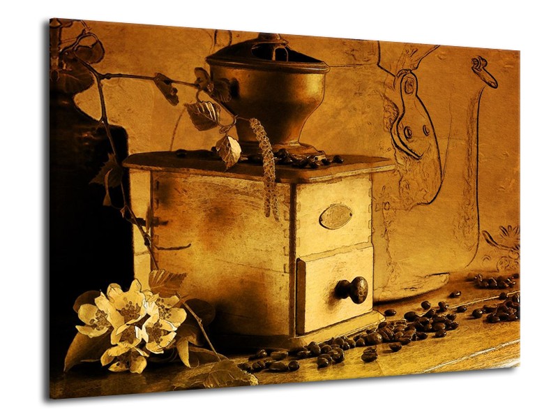 Glas schilderij Koffie | Bruin, Geel | 70x50cm 1Luik