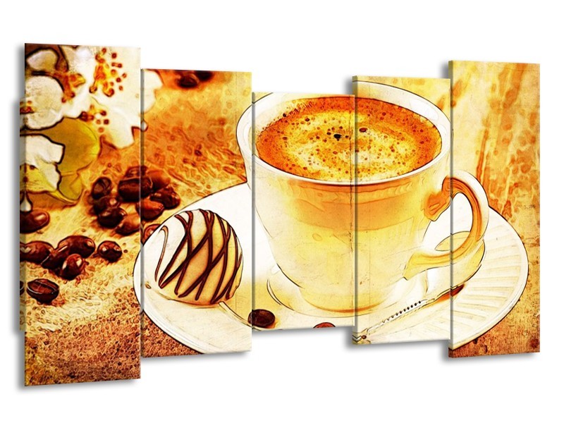 Glas schilderij Koffie | Bruin, Geel | 150x80cm 5Luik