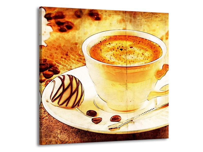 Glas schilderij Koffie | Bruin, Geel | 50x50cm 1Luik