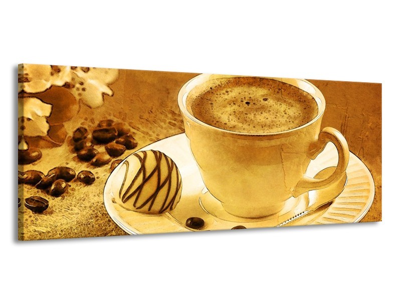 Glas schilderij Koffie | Bruin, Geel | 145x58cm 1Luik