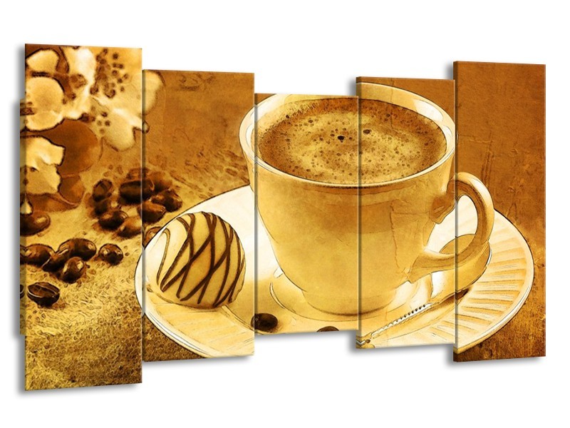 Glas schilderij Koffie | Bruin, Geel | 150x80cm 5Luik