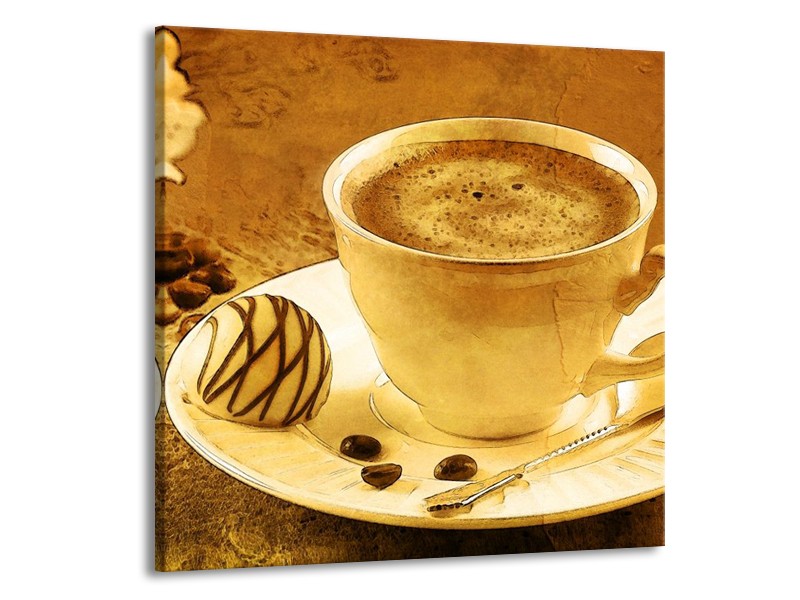 Glas schilderij Koffie | Bruin, Geel | 50x50cm 1Luik