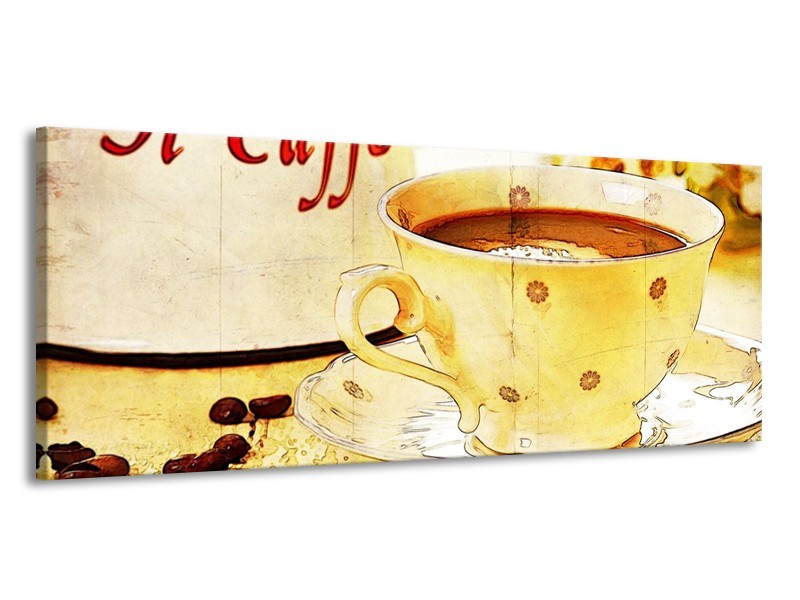 Glas schilderij Koffie | Bruin, Geel | 145x58cm 1Luik