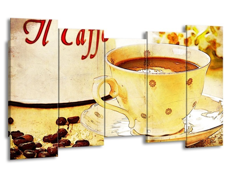 Glas schilderij Koffie | Bruin, Geel | 150x80cm 5Luik