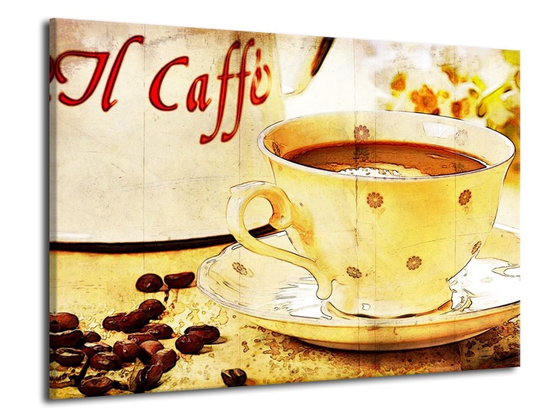 Glas schilderij Koffie | Bruin, Geel | 70x50cm 1Luik