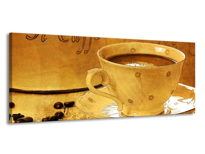 Glas schilderij Koffie | Bruin, Geel | 145x58cm 1Luik
