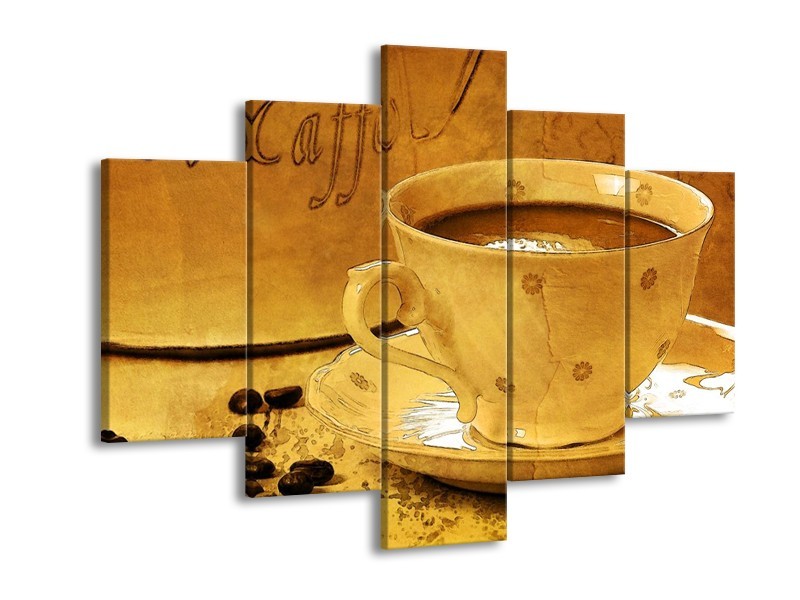 Glas schilderij Koffie | Bruin, Geel | 150x105cm 5Luik