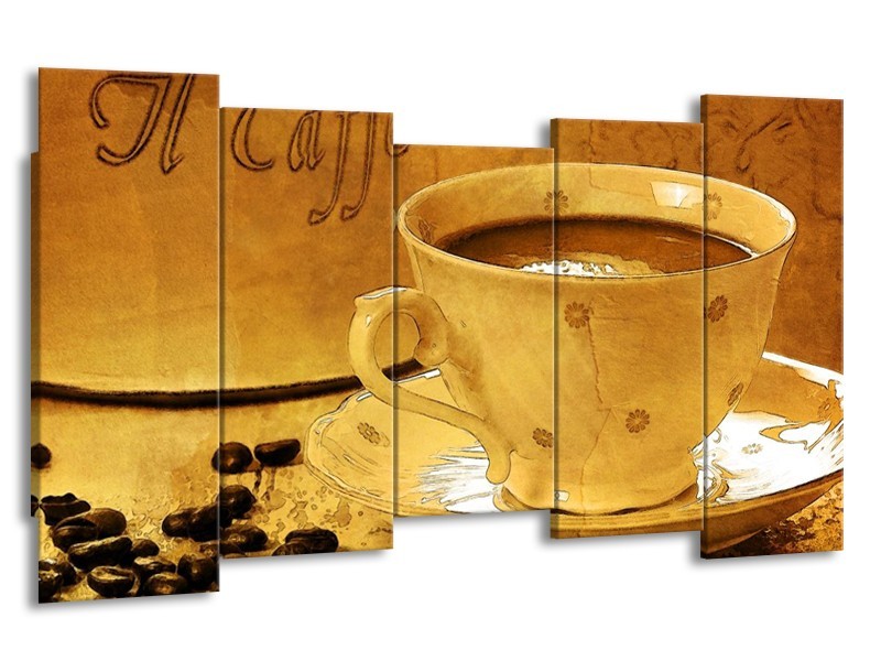 Glas schilderij Koffie | Bruin, Geel | 150x80cm 5Luik