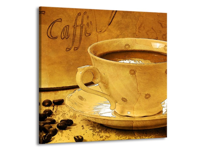 Glas schilderij Koffie | Bruin, Geel | 50x50cm 1Luik