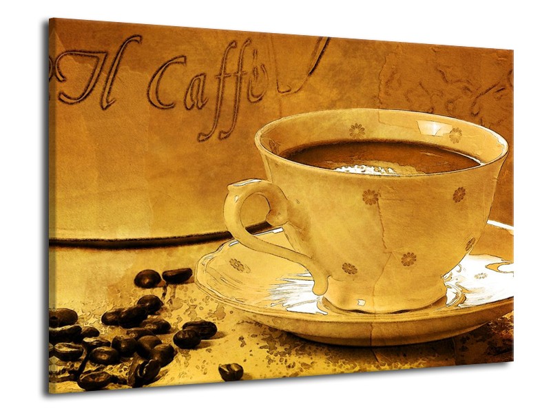 Canvas schilderij Koffie | Bruin, Geel | 70x50cm 1Luik