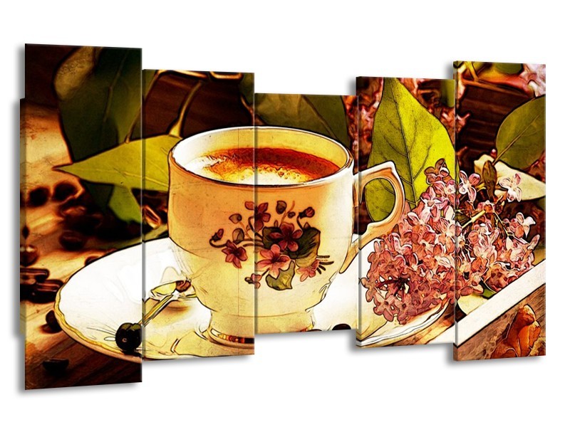 Glas schilderij Keuken | Bruin, Geel | 150x80cm 5Luik