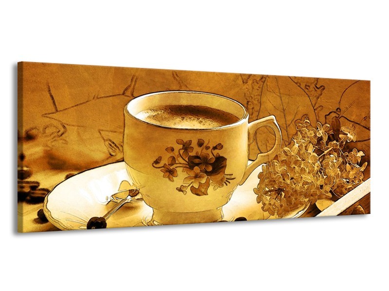 Glas schilderij Keuken | Bruin, Geel | 145x58cm 1Luik