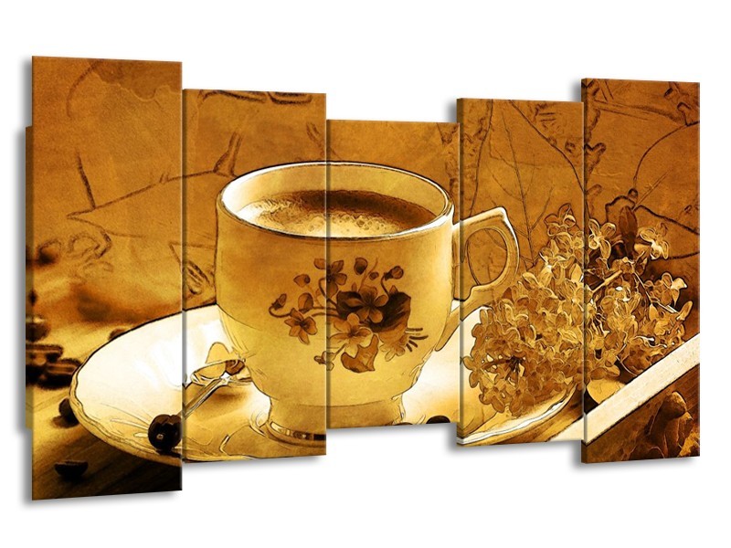 Glas schilderij Keuken | Bruin, Geel | 150x80cm 5Luik