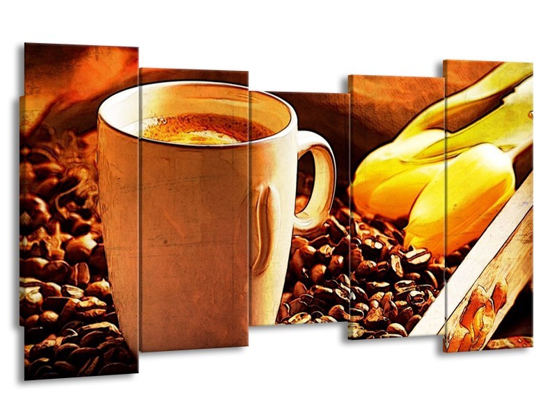 Glas schilderij Keuken | Bruin, Geel | 150x80cm 5Luik