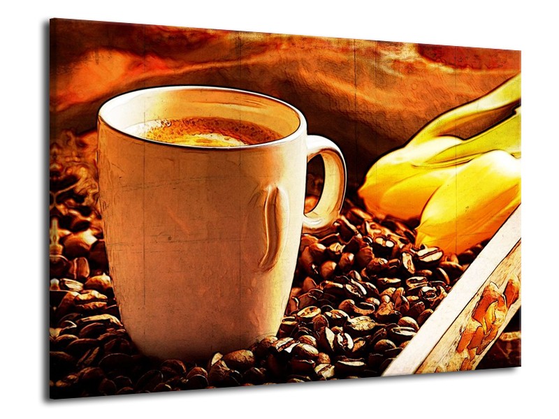 Glas schilderij Keuken | Bruin, Geel | 70x50cm 1Luik