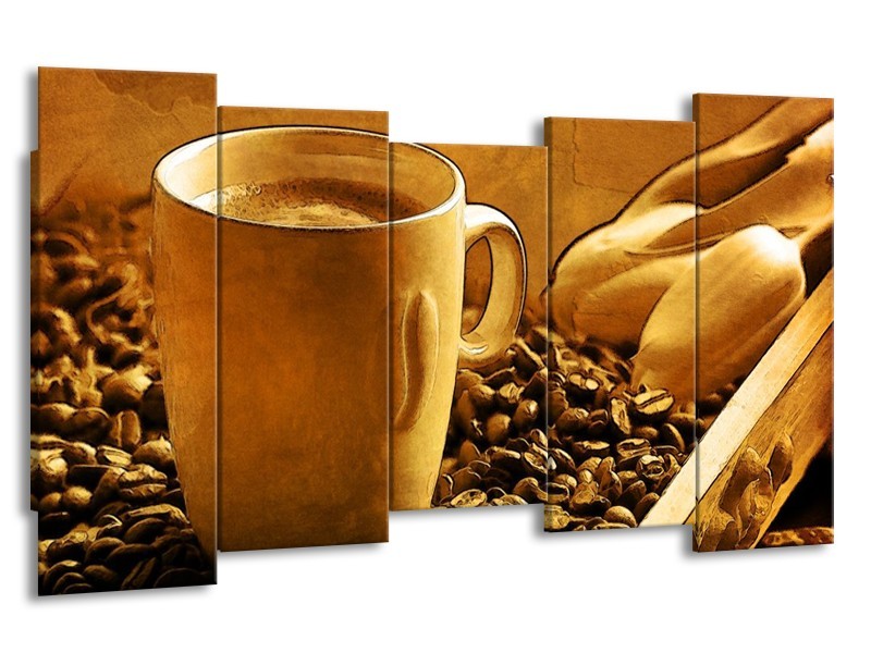 Glas schilderij Keuken | Bruin, Geel | 150x80cm 5Luik