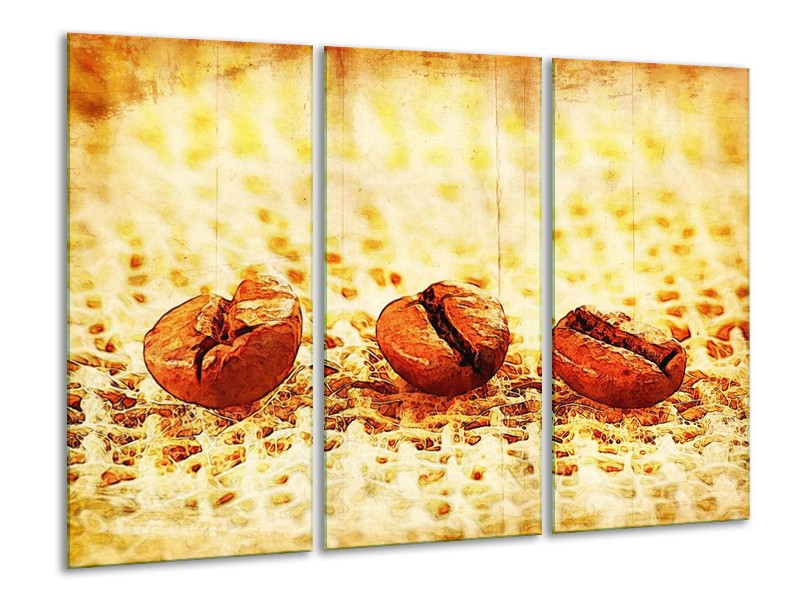 Canvas schilderij Keuken | Bruin, Geel | 120x80cm 3Luik