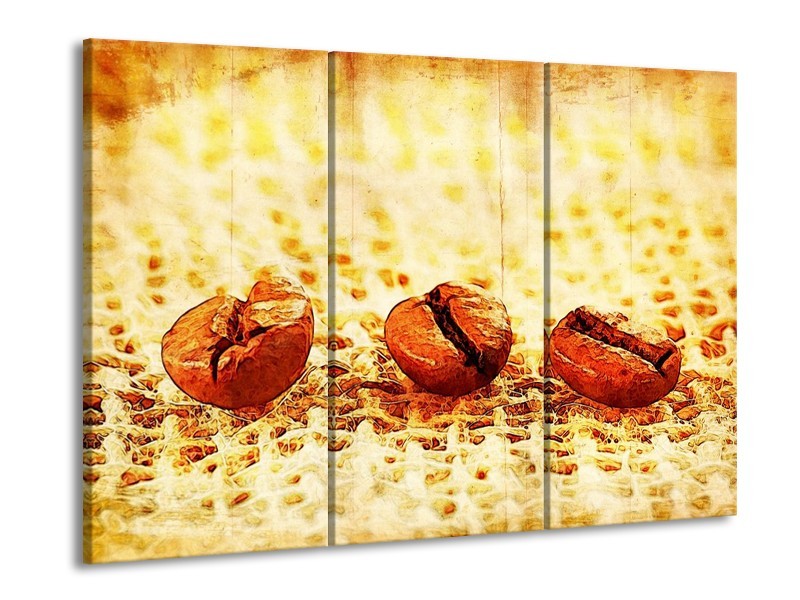 Canvas schilderij Keuken | Bruin, Geel | 90x60cm 3Luik