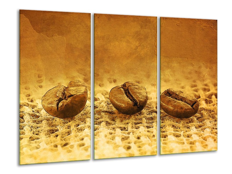 Canvas schilderij Keuken | Bruin, Geel | 120x80cm 3Luik