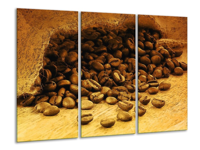 Canvas schilderij Keuken | Bruin, Geel | 120x80cm 3Luik