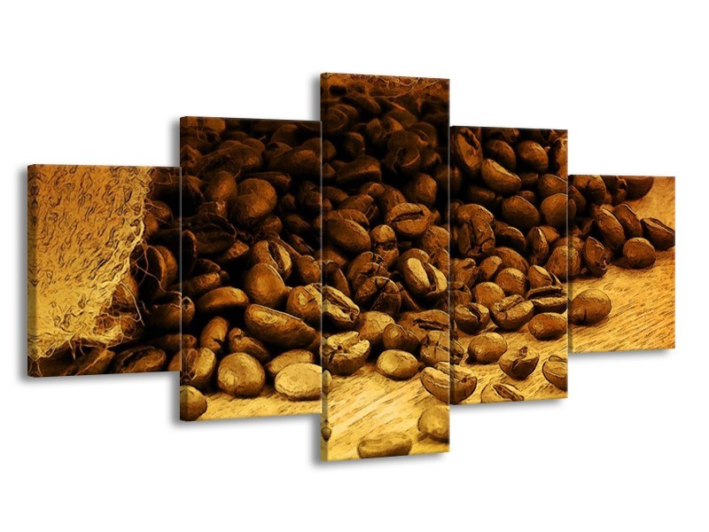 Glas schilderij Keuken | Bruin, Geel | 150x80cm 5Luik